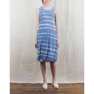 Lilith Dress Womens M/40 Blue Midi Bubble Lagenlook Art To Wear Artsy Tank Mesh